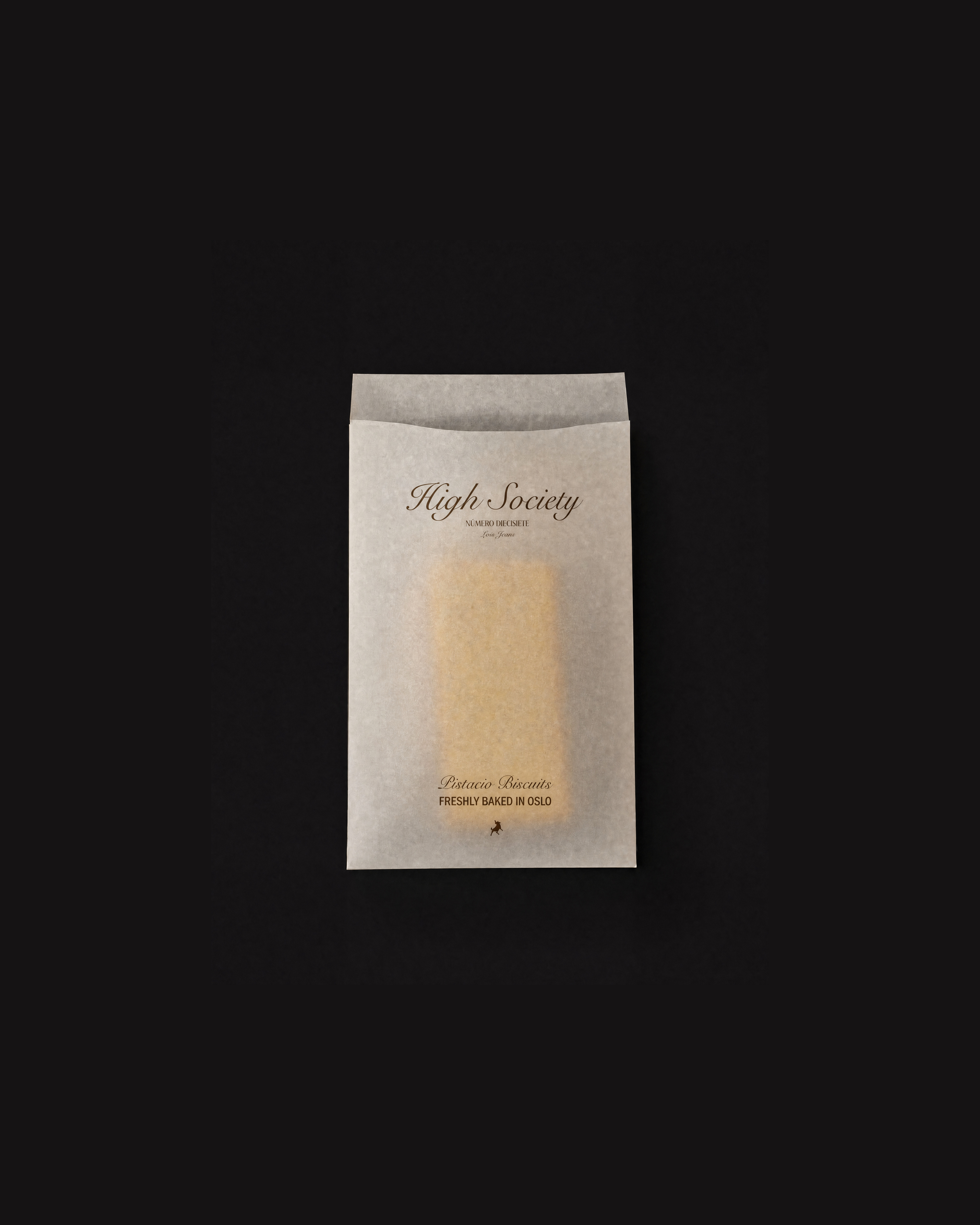 High Society pistachio biscuit bag